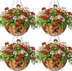 14 inch Metal Hanging Baskets For Plants Outdoor 4 Pack Round Metal Wire by JFFLYIT