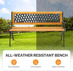 VINGLI Outdoor Bench Metal Garden Bench, Wood Patio Benches w/PVC Backrest Cast - Image 6