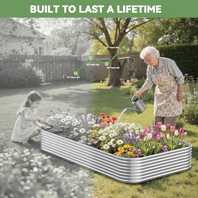2 Pack Tall 8x4FT Raised Beds for Gardening, Corrugated Galvanized Steel Raised - Image 7