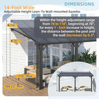 AECOJOY 10' x 14' Adjustable Height Outdoor Lean to Gazebo Pergola - Image 3
