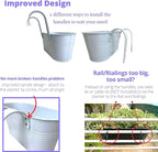 LaLaGreen Rail Planter Outdoor White Metal Iron Hanging Flower Pots Deck - Image 3