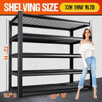 72" H Garage Shelving Heavy Duty Storage Shelves, Adjustable Metal Shelving Unit - Image 3