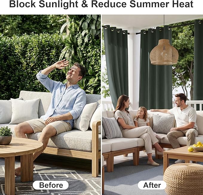 RYB HOME Extra Wide Outdoor Curtains - Image 2