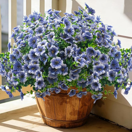 20 Bundles Artificial Flowers for Outdoors, UV Resistant Fake Plants Flowers by Grunyia