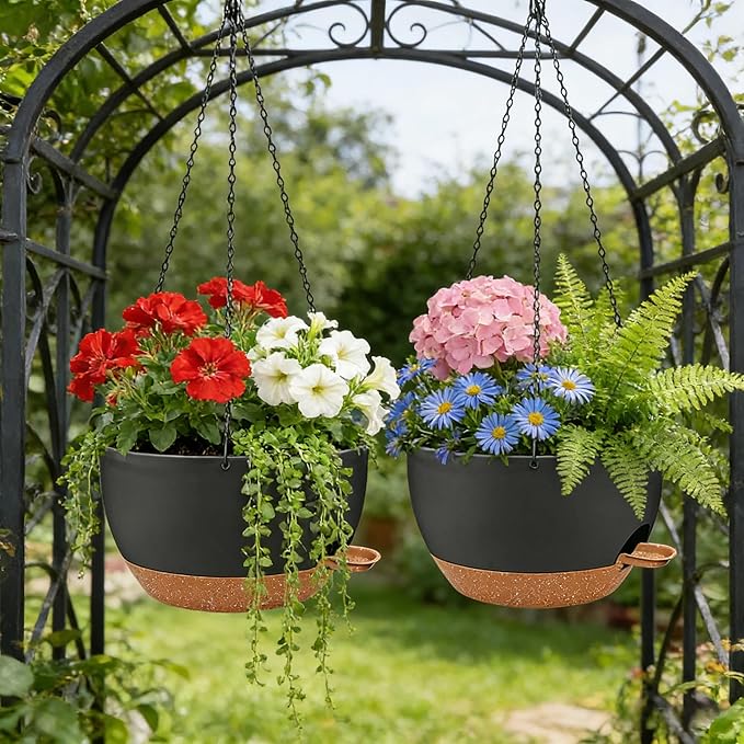 2 Pack 12 Inch Self Watering Hanging Planters - Image 4