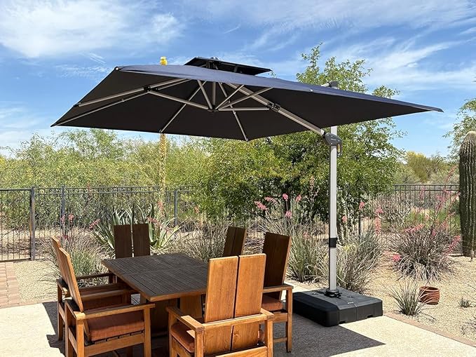 PURPLE LEAF 9' X 11' Patio Umbrella Outdoor Rectangle Umbrella Large Cantilever - Image 2