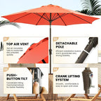 Ayge 9FT Large Outdoor Patio Umbrella Market Table Umbrella-UV Resistant - Image 3