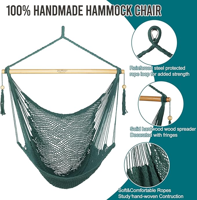 JoyView Hammock Chair with Spreader Bar Caribbean Hammock Swing Chair 300 LBS - Image 3