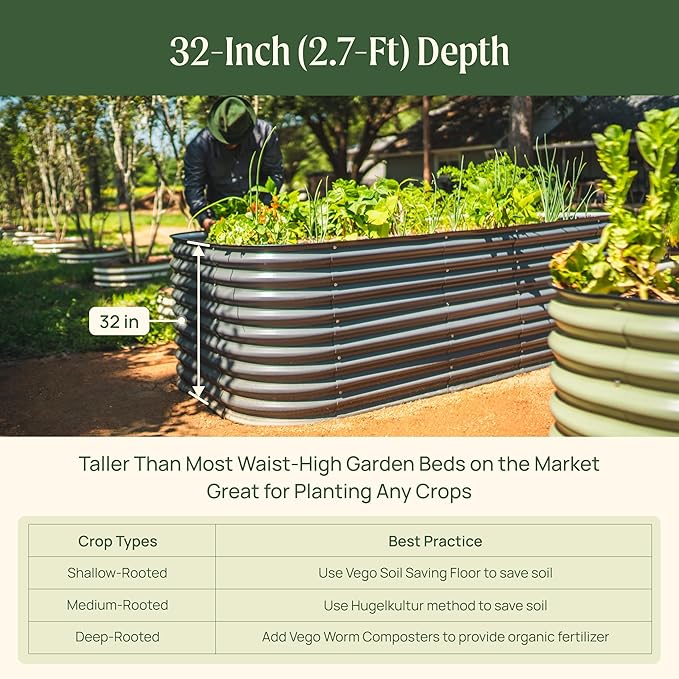 32" Extra Tall Raised Garden Bed Kits, 3.5 x 5 x 2.7ft Raised Planter Box - Image 5