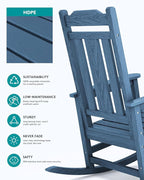 SERWALL Outdoor Rocking Chair Blue Set of 8, All Weather Patio Rocking Chair - Image 2