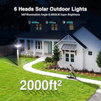 6000LM Solar Lights Outdoor Waterproof, 6 Heads Solar Flood Lights Outdoor - Image 2