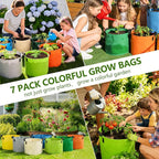 Grow Bags, 7 Pack Colorful 10 Gallon Grow Bags, Reusable Fabric Grow Bags - Image 8