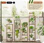 Bamworld 4 Sets Tall Plant Stands Indoor Outdoor Combo Plant Shelves Wooden - Image 2
