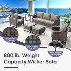 Belord 7 Piece Outdoor Furniture Patio Wicker Sofa Set, Oversize Outdoor Dining - Image 5