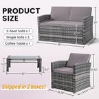 4-Piece Patio Furniture Set, Wicker Outdoor Rattan Sectional Sofa - Image 6