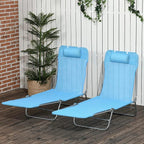 Outsunny 2 Piece Folding Chaise Lounge Chairs, Pool Sun Tanning Chairs - Image 2