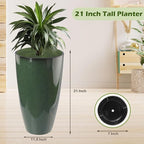 2 Packs 21 inch Tall Planter, Indoor Outdoor Round Planter - Image 3