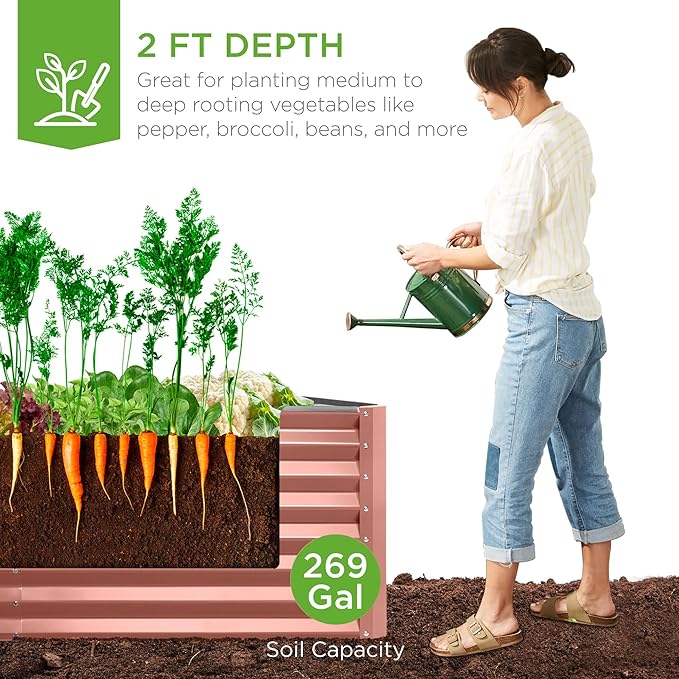 Best Choice Products 6x3x2ft Outdoor Metal Raised Garden Bed, Deep Root Box - Image 3