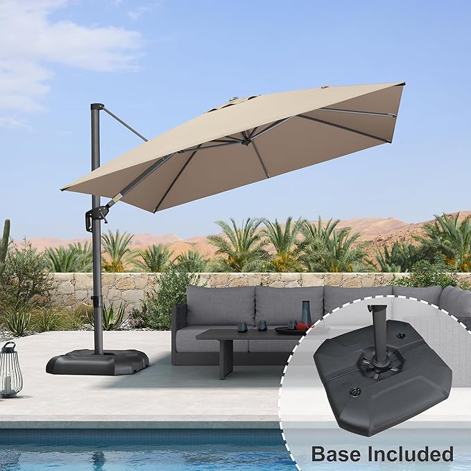 PURPLE LEAF 10 Feet Square Cantilever Umbrella Patio Umbrella - Image 2