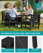 SERWALL 7-Piece Patio Dining Sets, All Weather HDPE Outdoor Furniture Set - Image 5