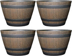 Classic Home and Garden Outdoor Round Whiskey Resin Flower Pot Barrel Planter by ClassicHomeandGarden
