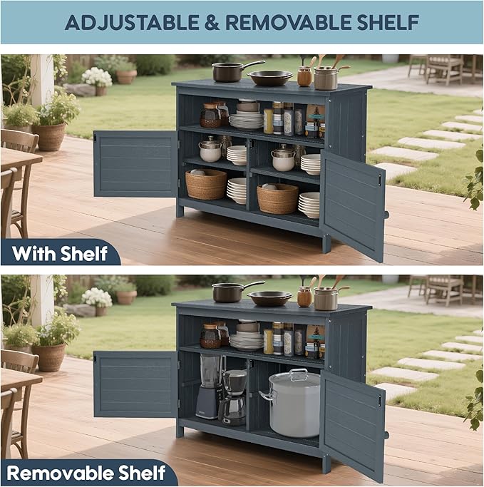 HIPS All-Weather Outdoor Storage Cabinet, Outdoor Sideboard - Image 5