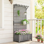 Outsunny Wood Planter with Trellis, Raised Garden Bed - Image 8