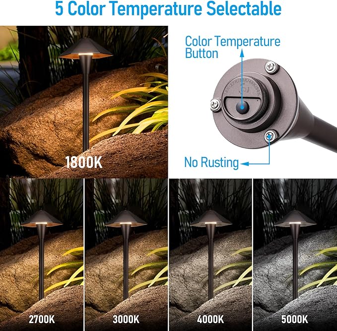 LEONLITE 5CCT Low Voltage Pathway Lights, LED Landscape Path Lights, - Image 3