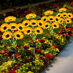 2 Pack with 12 Sunflower Solar Lights Outdoor Garden Decor, Solar Flowers - Image 2