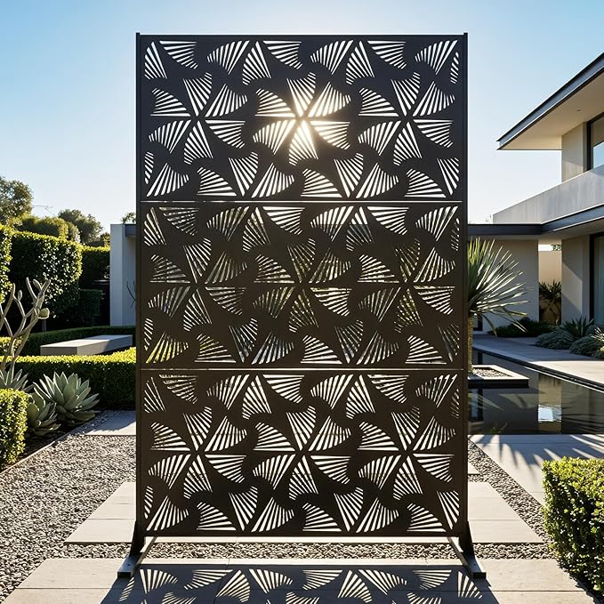 72in Metal Privacy Screen Outdoor Decorative Panel – Freestanding Rustproof by TALLYVERUS
