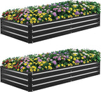 2 Pack 6×3×1ft Galvanized Metal Raised Garden Bed, Metal Planter Kit Box Outdoor by SONFILY