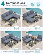 SERWALL Outdoor Sectional Sofa Set, 5-piece Outdoor Modula Couch Set - Image 5