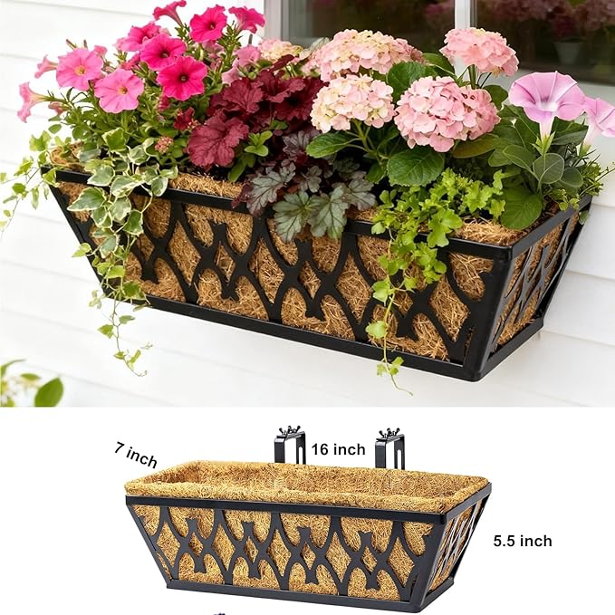 2 Pack 16 Inch Window Boxes Planters Railing Planter Box - Image 6