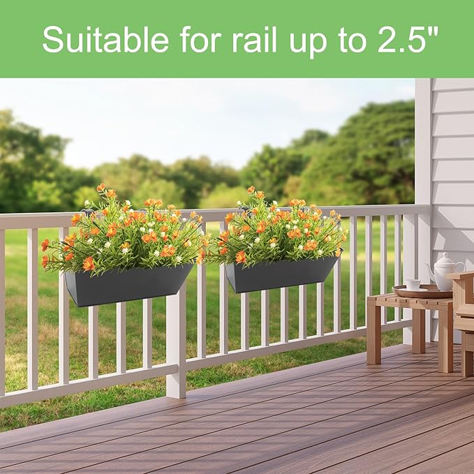 Railing Planters Outdoor Balcony 16 Inch Deck Over The Railing Planter Boxes - Image 6