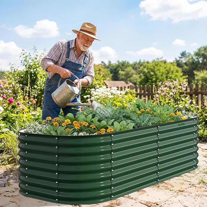 Kesfitt Raised Garden Bed Outdoor, Galvanized Steel Metal Raised Bed Planter - Image 9