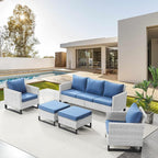 Belord Wicker Patio Furniture 5 Piece Outdoor Sofa Set, Oversize Outdoor Dining by Belord