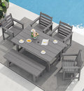 SERWALL Patio Dining Table and Bench Set by SERWALL