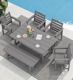 SERWALL Patio Dining Table and Bench Set by SERWALL