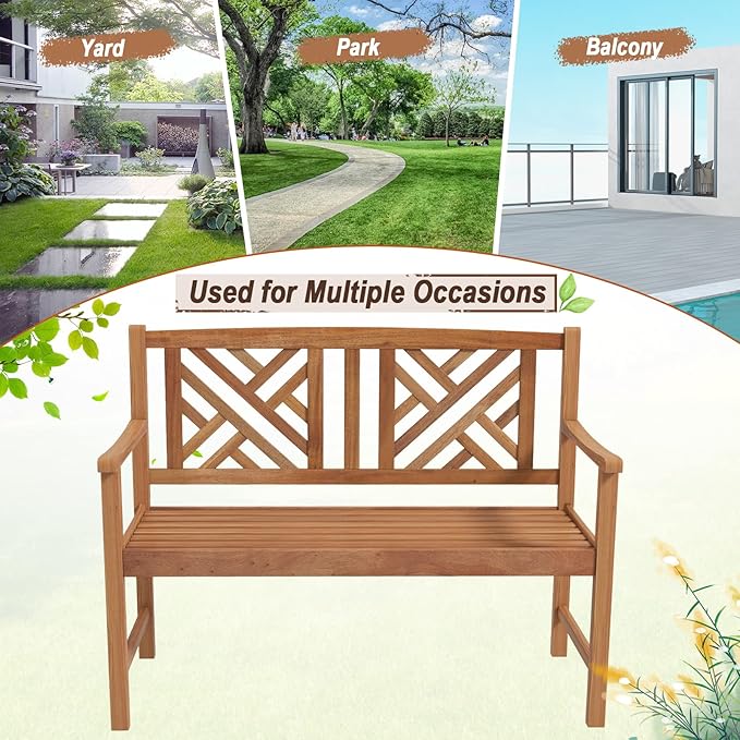 Giantex Outdoor Wooden Garden Bench - Image 9