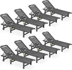 SERWALL Outdoor Chaise Lounge Set of 8, HDPE Pool Lounge Chairs by SERWALL