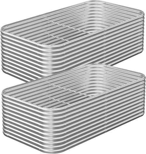 2 Pack Tall 8x3FT Corrugated Galvanized Steel Raised Garden Bed Outdoor by CATMANOR