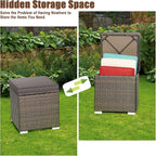 RELAX4LIFE Wicker Outdoor Storage Ottoman, 2-Piece Rattan Footstool w/Removable - Image 6