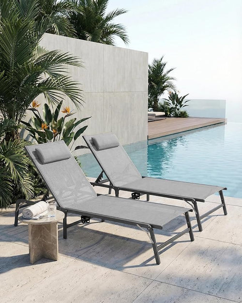 4 Pack Foldable Chaise Lounge Chair - Image 2