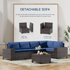Kullavik 12 Pieces Outdoor Patio Furniture Set PE Wicker Rattan Sectional Sofa - Image 2