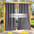 NICETOWN 2 Panels Outdoor Curtains Waterproof Grommet & Back Tab on Top & Bottom - Image 6