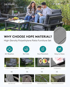 SERWALL HDPE Patio Furniture Set, 7-piece Outdoor Sectional Sofa Set, All - Image 3