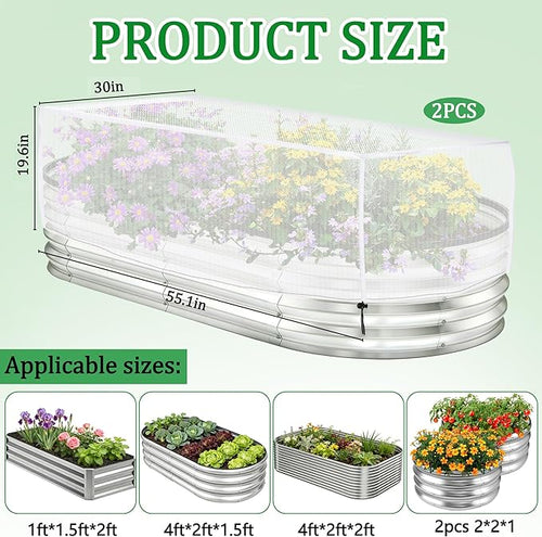 2 Pack Garden Netting for Raised Beds, 55.1" x 30" x 19.6" Garden Bed Insect - Image 2