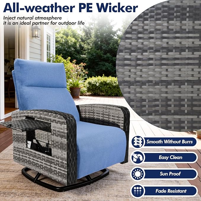 Outdoor Recliner Chair, Wicker Patio Recliners - Image 5