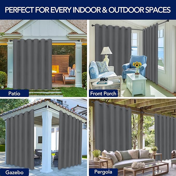 PureFit Outdoor Curtains for Patio Waterproof Weatherproof, UV Resistant - Image 5