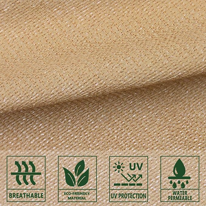 SUNLAX Sun Shade Sail 16' x 16' x 16' Sand Triangle Canopy Sail Shade Cover UV - Image 6